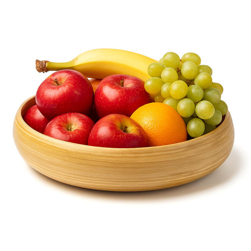 30cm natural bamboo fruit bowl with polished coconut oil finish – handcrafted eco home decor from Vietnam